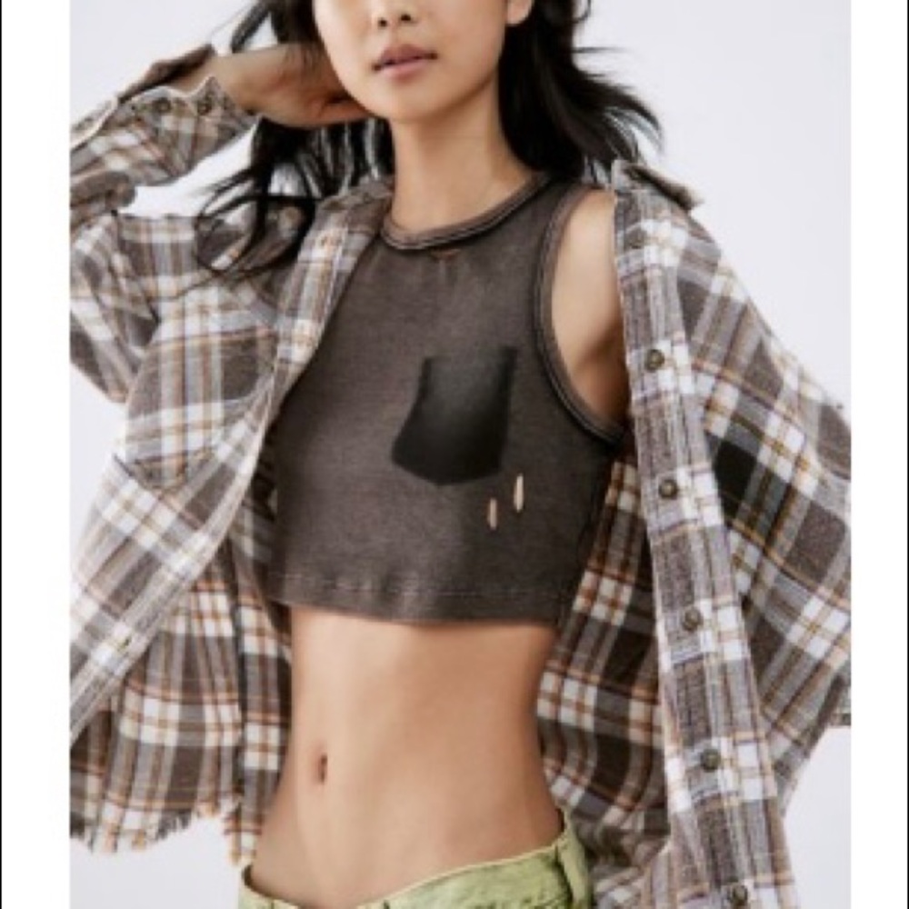 Urban Outfitters Andy Flannel Distressed Button Down Shirt